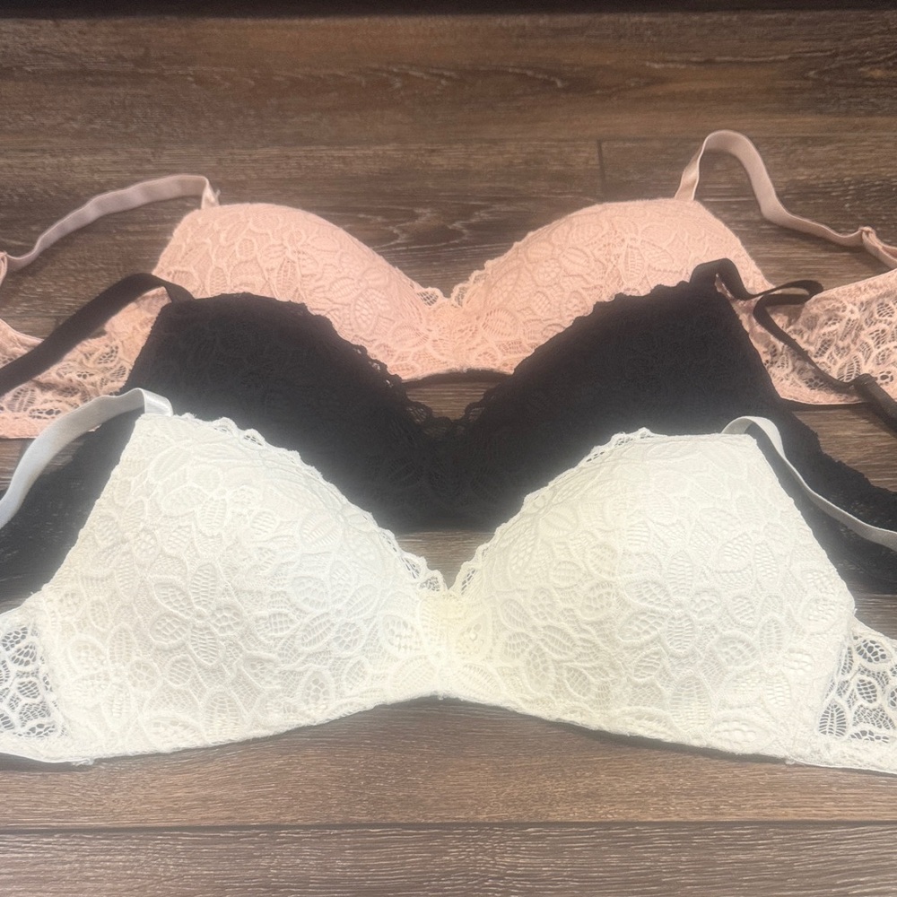 Lace T-Shirt Bra - Pack of 3 (Pink, Black, White) - Picture 2 of 7